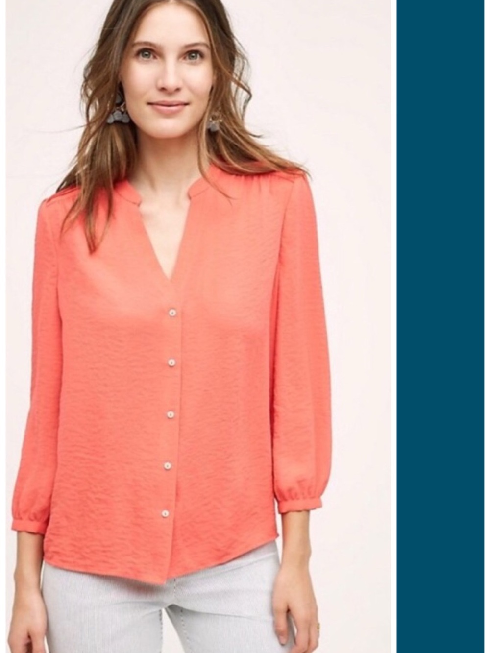 Anthropologie Vanessa Virginia Romi Button Up Peasant Blouse in    Size 8 EUC